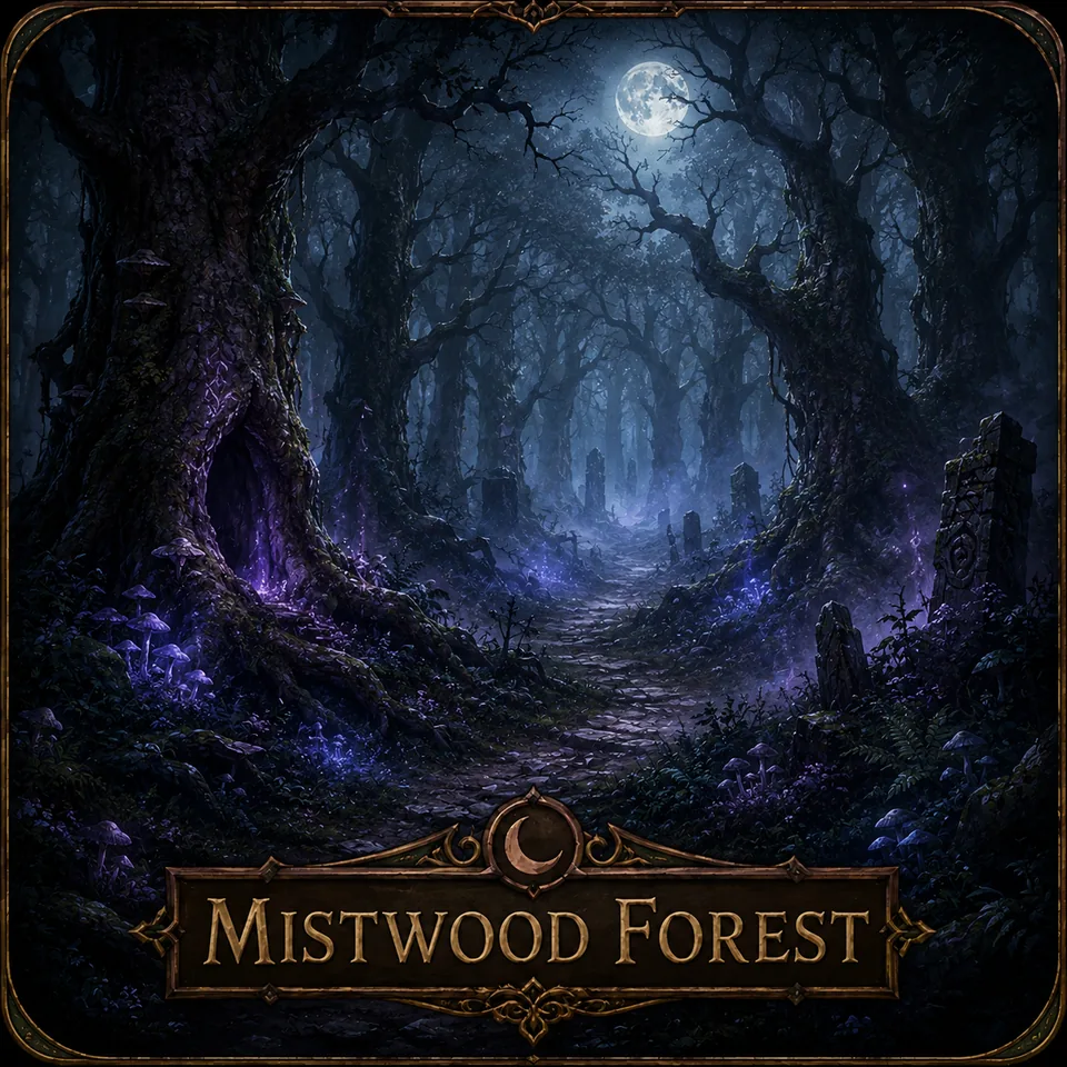 The corrupted moonlit paths of Mistwood Forest